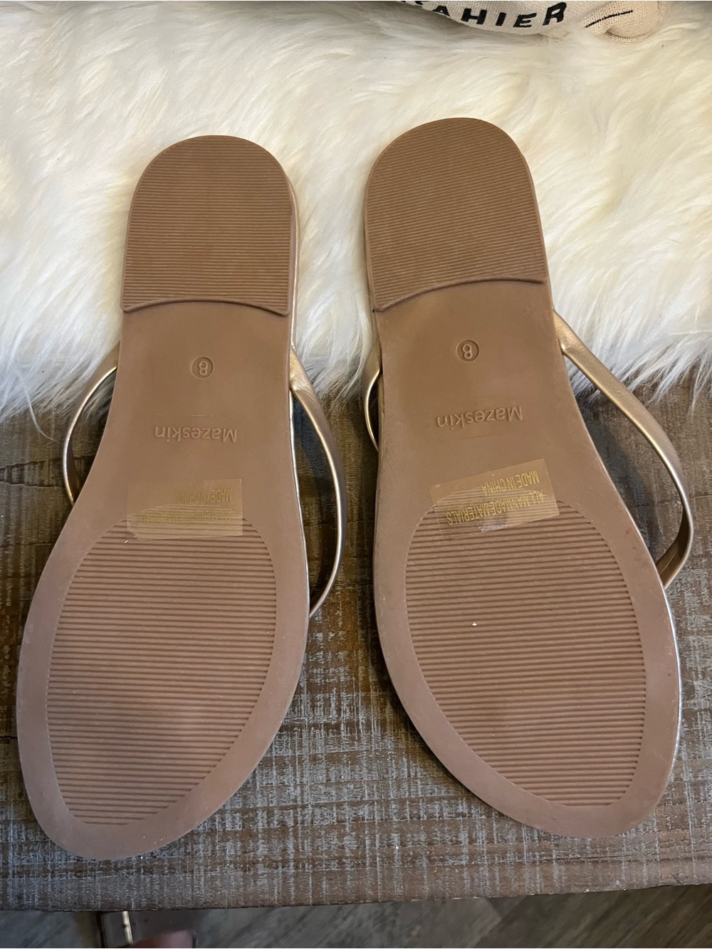 Women’s Metallic Gold Slip-On Flip Flop Sandals - Picture 2 of 3